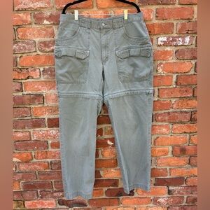 REI Men's Light Green Cargo Pants can Zipper into Shorts 100% Cotton 36